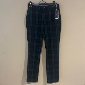 Vineyard Vines Men's Dark Green Plaid Breaker Pant 28 x 32 black watch tartan